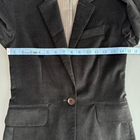 VINTAGE AKIABARA Velvet Corduroy Tailored Blazer XS Brown One Button Notch Lapel - Picture 11 of 15